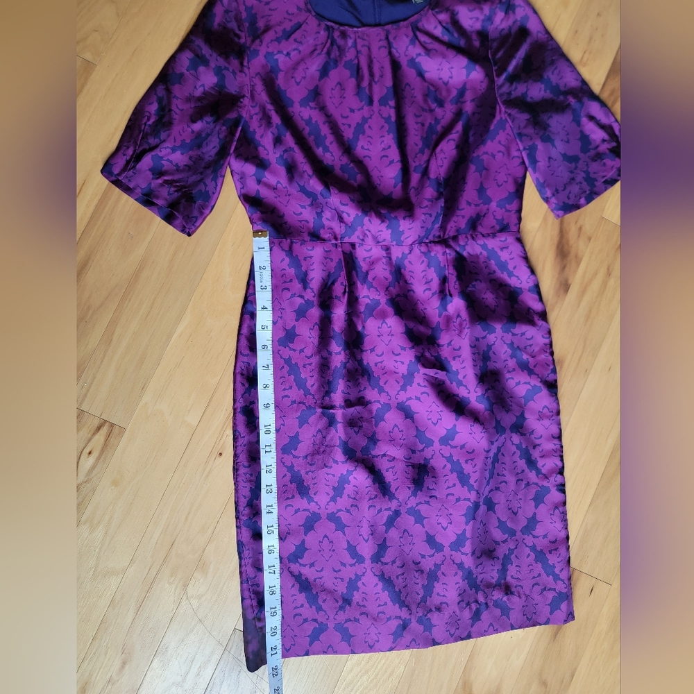 Banana Republic Purple And Navy Floral Patterned Silk Dress - Picture 7 of 9